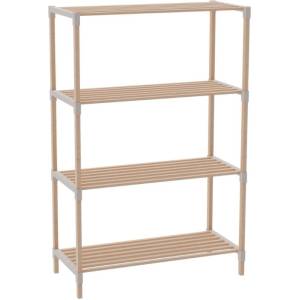 TopMebel Етажерка дървена - пластмасова в натурален - бежов цвят 65x30x116см
