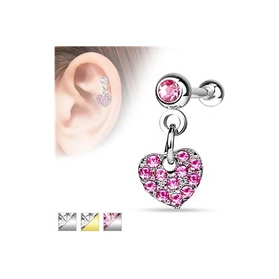 Piercingate činka do ucha srdíčko PNC00062 růžová