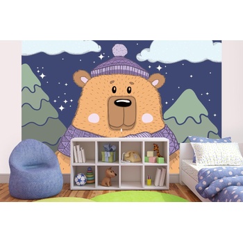DIMEX ART s. r. o Самозалепваща се флизелинова фототапета мечка през зимата 375 x 250 см