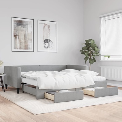 vidaXL Válenda s přistýlkou a zásuvkami světle šedá textil – Zboží Dáma