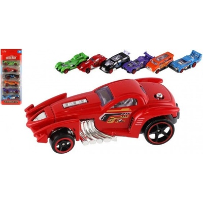 Teddies Auto závodné 6ks kov/plast 8cm na voľný chod v krabičke 10,5x27,5x4cm