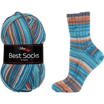 Vlna-hep Příze Best Socks 6-fach - ponožková - vlna Best Socks 6-fach: 6-fach - melír 7379