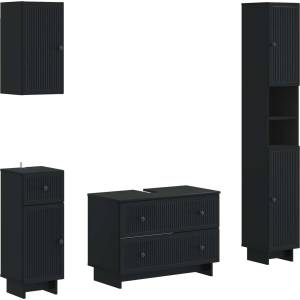 vidaXL Комплект шкафове за баня от 4 части EDE Черно (3417901)