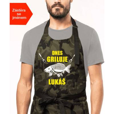 Kariban Grilovací zástěra s kaprem Dnes griluje Maskáčová