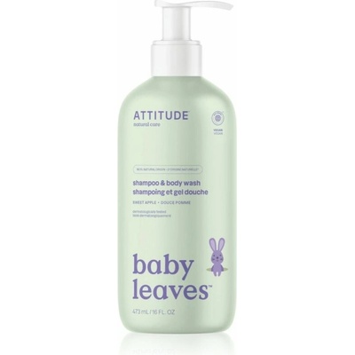 Attitude Baby Leaves Shampoo & Body wash šampón a sprchový gél pre deti s vôňou sladkého jablka Sweet Apple 473 ml