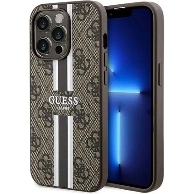 GUESS Кейс Guess 4G Printed Stripes MagSafe за iPhone 15 Pro, кафяв (GUE003625-0)