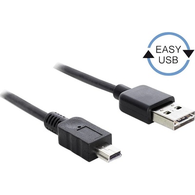 Delock USB, USB 2.0 USB-A zástrčka, USB Mini-B zástrčka, 5m, černý