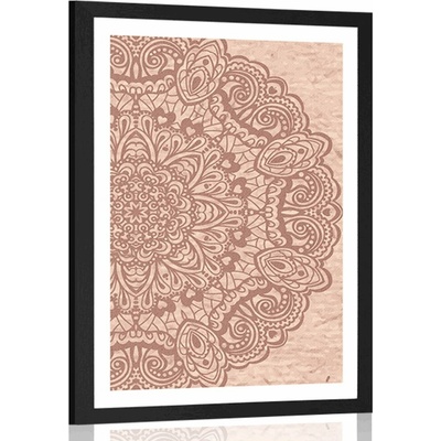 Plakát s paspartou květinová Mandala - 20x30 black