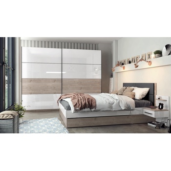 Спален комплект Treviso от 18мм ПДЧ кастело грейдж и бял гланц