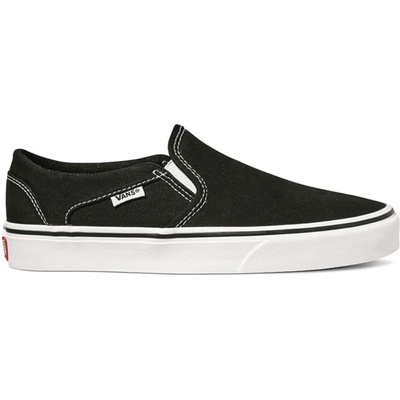 Vans Дамски маратонки Vans Asher Slip On Canvas Trainers Womens - Black/White