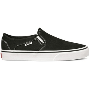 Vans Дамски маратонки Vans Asher Slip On Canvas Trainers Womens - Black/White