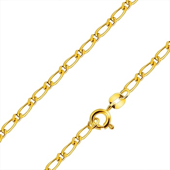 Šperky eshop Zlatá retiazka z 18K zlata striedavo napájané jedno menšie skosené a jedno podlhovasté očko S3GG171.19
