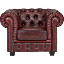 Massive home masivní Chesterfield z pravé kůže červené MH862W