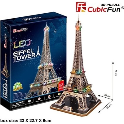 CubicFun Cubic Fun - Пъзел 3D Eiffel Tower 84ч. LED светлини