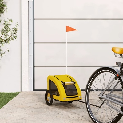 vidaXL Ремарке за колело за любимци жълт Оксфорд плат и желязо (93952)