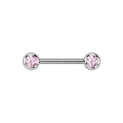 Šperky4U piercing do bradavky TITAN růžové zirkony TIT1435-P
