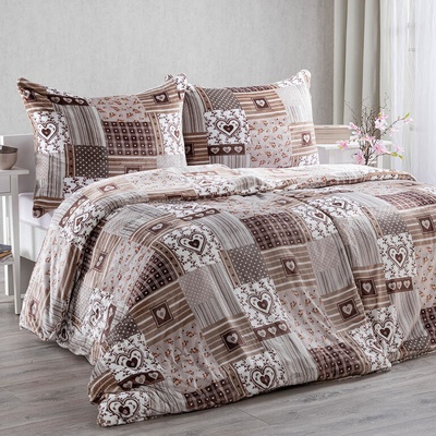 decoDoma povlečení z mikroplyše PATCHWORK béžový 140x200 70x90