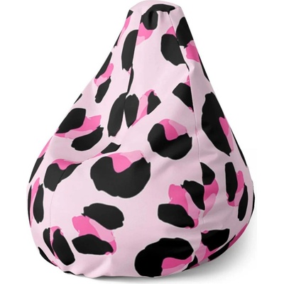 Sablio Sedací vak Pear Růžový gepard 70 x 95 x 15 cm