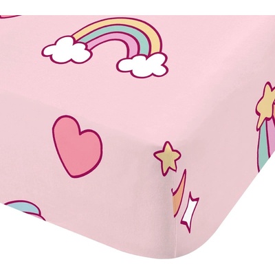 Catherine Lansfield Розов еластичен детски чаршаф за детско креватче 70x140 cm Forever Together - Catherine Lansfield (BD/59721/W/TFD/PAT)