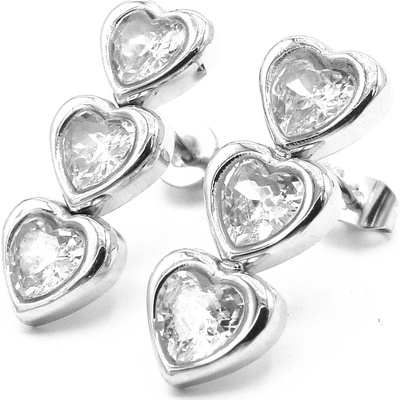 Steel Jewelry náušnice BÍLÉ SRDCE Chirurgická ocel NS231267