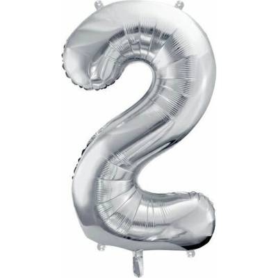 vybavsenaparty Fóliová číslice stříbrná '2' 86 cm