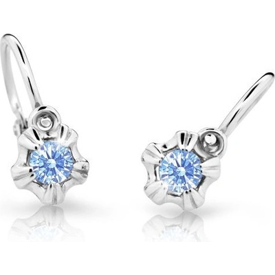 Danfil dětské náušnice C2158 z bílého zlata s kamínkem Arctic Blue zapínání brizura