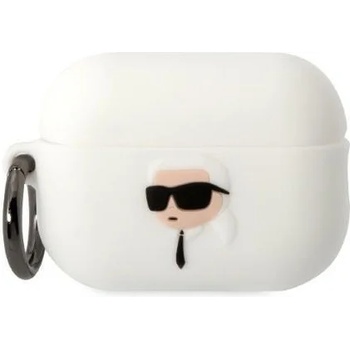 Karl Lagerfeld Кейс Karl Lagerfeld KLAP2RUNIKH за AirPods Pro 2, бял / бял, Silicone Karl Head 3D (KF001478-0)