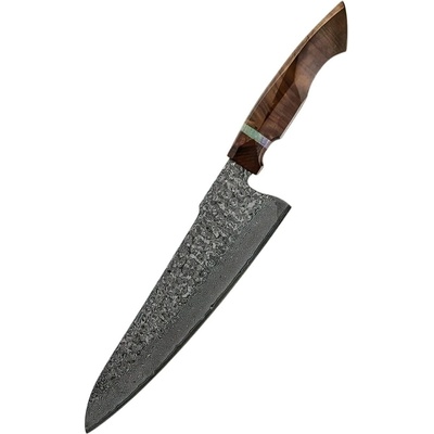 IZMAEL Damaškový kuchynský nôž Yunari Chef/Hnedá 21.5 cm