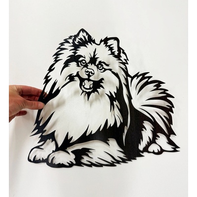 Dřevěný obraz psa Německý špic - VÝPRODEJ Zvolte rozměr šxv (cm): 40x34, Zvolte barvu dekoru: Wenge