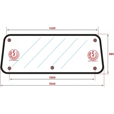 Sklo zadní UR I - rozteč 130cm Zetor 62117909