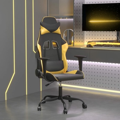 vidaXL Masážní herní židle černá a zlatá umělá kůže 345401