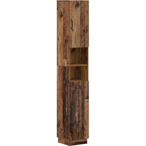 vidaXL Шкаф за баня с отворена рафт HOORN Старо дърво 30 x 31 x 187 см (897263)