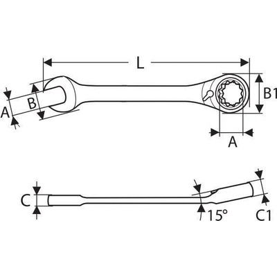 Tona Expert očkoplochý ráčnový s přepínací páčkou 18 mm E113310