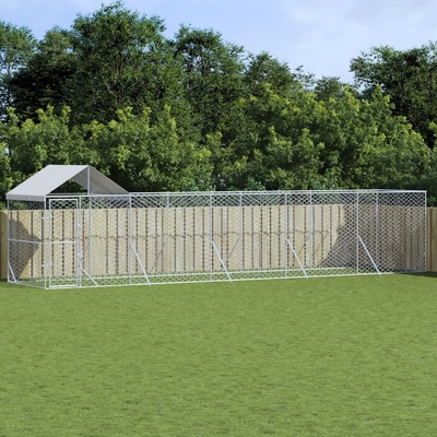 vidaXL Venkovní psí kotec se střechou stříbrný 200 x 1000 x 250 cm