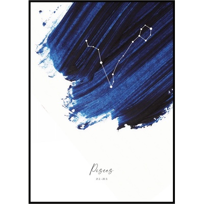 Plakát Znamení zvěrokruhu Rozměr plakátu: 30 x 40 cm, Znamení zvěrokruhu: Ryby, Barevná varianta: Modrá