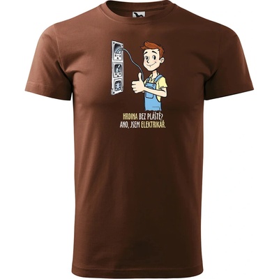 Sablio Tričko s potiskem pro elektrikáře Hrdina bez pláště? Ano, jsem elektrikář hnědé