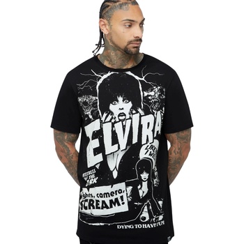KILLSTAR тениска unisex KILLSTAR x ELVIRA - Lights Camera Scream - Black - KSRA014119