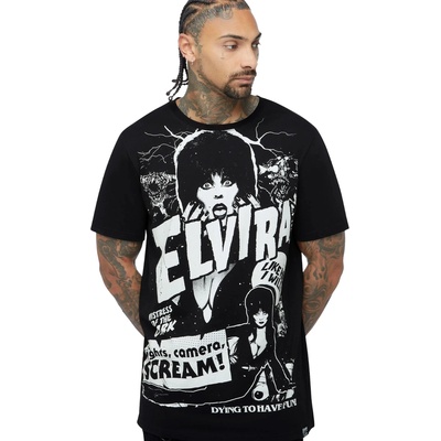 KILLSTAR тениска unisex KILLSTAR x ELVIRA - Lights Camera Scream - Black - KSRA014119