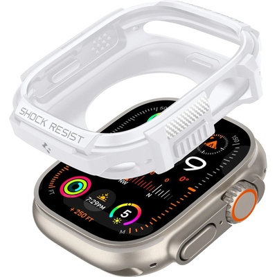 Spigen Удароустойчив TPU кейс за Apple Watch Ultra, Ultra 2, Ultra 3 49мм - Spigen Rugged Armor Case (бял) (ACS07384)