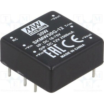 MEAN WELL SKMW30G-12 Měnič: DC/DC; 30W; Uvst: 18÷75VDC; Uvýst: 12VDC; Ivýst: 0÷2500mA; DIP