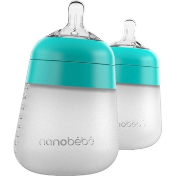 Nanobebe Комплект силиконови бутилки Nanobebe - Flexy, 270 ml, 2 броя, минт (31203)