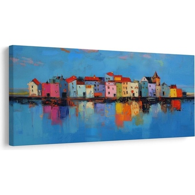 Obraz barevné domky nad vodou - 80x40