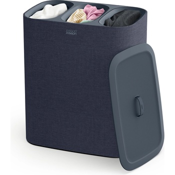 Joseph Joseph Tota - Trio 90 Liter Laundry Sorting Basket with Lid, 3 Removable Laundry Bags with Handles, Black - 50025