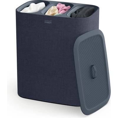 Joseph Joseph Tota - Trio 90 Liter Laundry Sorting Basket with Lid, 3 Removable Laundry Bags with Handles, Black - 50025