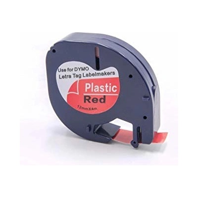 Label Dymo LT 91203 - kompatibilná páska - 12mm×4m - písmo čierna / podklad červená - plastová páska