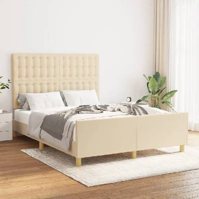 zahrada-XL 3125378 Rám postele bez matrace krémový textil
