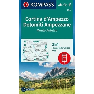 Cortina d´Ampezzo, Dolomiti Ampezzane, Monte Antelao 1:25 000 / turistická mapa KOMPASS 654 - Marco Polo