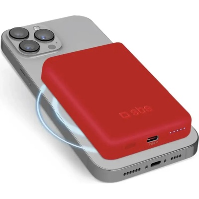 SBS Преносима батерия Powerbank SBS TEBB5000MAG1CR 5000 mAh съвместим с MagSafe - червен (TEBB5000MAG1CR)