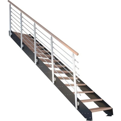 StarWood Kovové schody Kos 10 st. buk přír. 87 cm design. zábradlí černá