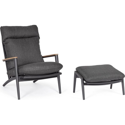 Bizzotto Лаундж фотьойл ibisco АНТРАЦИТ с възглавница и поставка за крака wg2 (0663821)